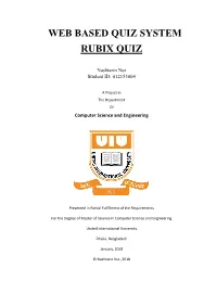 Web Based Quiz System Rubix Quiz