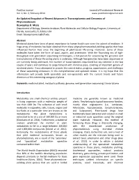 An Updated Snapshot of Recent Advances in Transcriptomics and Genomics of Phytomedicinals Biswapriya B