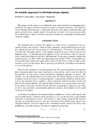Ananalytic Approach to Minimum Phase Signals