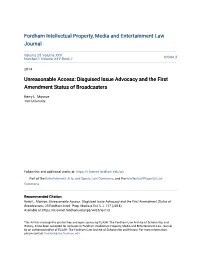 Disguised Issue Advocacy and the First Amendment Status of Broadcasters