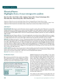 Electrical Burns: Highlights from a 5-Year Retrospective Analysis