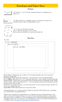 Envelopes and Paper Sizes Envelopes