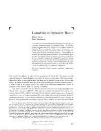 Learnability in Optimality Theory Bruce Tesar Paul Smolensky