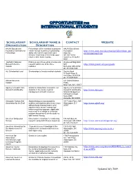 Outside International Scholarship List & Application