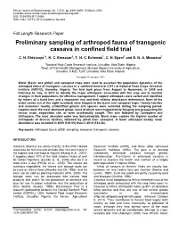 Preliminary Sampling of Arthropod Fauna of Transgenic Cassava in Confined Field Trial