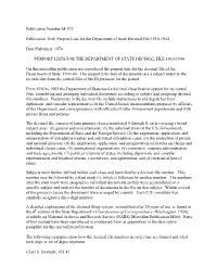 Purport Lists for the Department of State Decimal File 1910-1944 Date