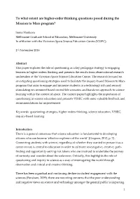 To What Extent Are Higher-Order Thinking Questions Posed During the Mission to Mars Program?