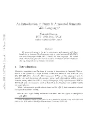 An Introduction to Fuzzy & Annotated Semantic Web Languages Arxiv