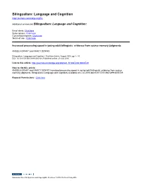 Bilingualism: Language and Cognition