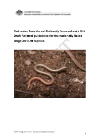Draft Referral Guidelines for the Nationally Listed Brigalow Belt Reptiles 1