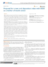 Proposal for a New Oral Disposition Index with OGIS As a Marker of Insulin Action