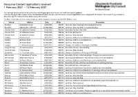 Resource Consent Applications Received 1 February 2021 – 13 February 2021