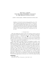 Spectral Theory for the Weil-Petersson Laplacian on the Riemann Moduli Space