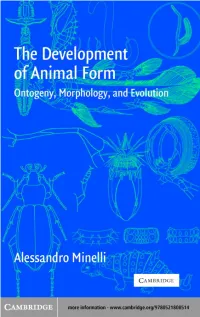 The Development of Animal Form: Ontogeny, Morphology, And