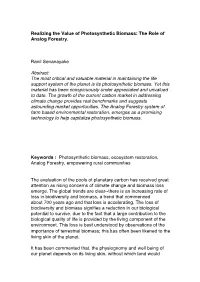 The Role of Analog Forestry. Ranil Senanayake Abstract