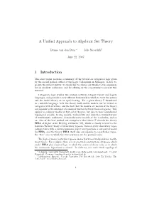 A Unified Approach to Algebraic Set Theory