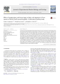 Effect of Temperature and Tissue Type on Fatty Acid Signatures of Two Species of North Paciﬁc Juvenile Gadids: a Laboratory Feeding Study
