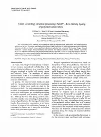Green Technology in Textile Processing: Part IV-Eco-Friendly Dyeing of Polyester/Cotton Fabric