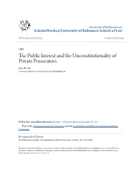 The Public Interest and the Unconstitutionality of Private Prosecutors John D