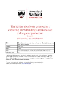 Exploring Crowdfunding's Influence on Video Game Production