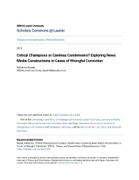 Exploring News Media Constructions in Cases of Wrongful Conviction