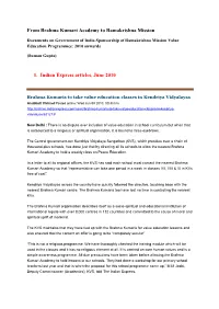 From Brahma Kumari Academy to Ramakrishna Mission