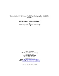 Guide to the David Kent Civil War Photographs, 1862-1865 MS0311