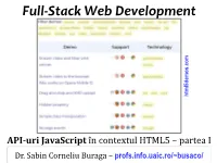 Programare Web. API-Uri Javascript În Contextul HTML5