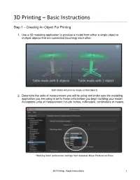 3D Printing –!Basic Instructions
