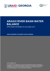 Aragvi River Basin Water Balance Approximation Based on Available Data