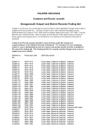 Grangemouth Customs Outport and Excise District Finding