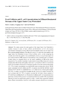 Fecal Coliform and E. Coli Concentrations in Effluent-Dominated Streams of the Upper Santa Cruz Watershed