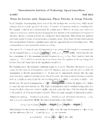 Lecture 12: Dispersion, Phase Velocity, & Group Velocity