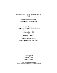 Prophysaon Coeruleum Conservation Assessment