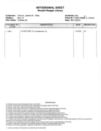 WITHDRAWAL SHEET Ronald Reagan Library