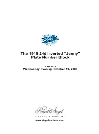 901-The 1918 24C Inverted Jenny Plate Block