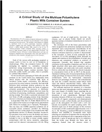 A Critical Study of the Multiuse Polyethylene Plastic Milk Container System