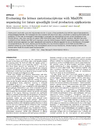 Evaluating the Lettuce Metatranscriptome with Minion Sequencing for Future Spaceﬂight Food Production Applications