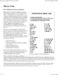 Morse Code - Wikipedia, the Free Encyclopedia File:///H:/Optical/Morse Code.Htm