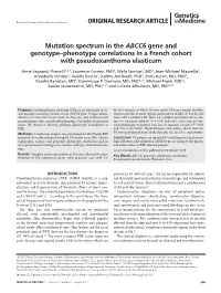 Mutation Spectrum in the ABCC6 Gene and Genotype&Ndash