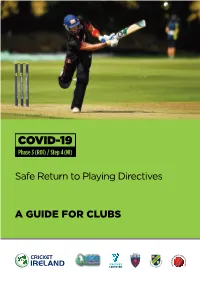 Safe Return to Playing Directives a GUIDE for CLUBS