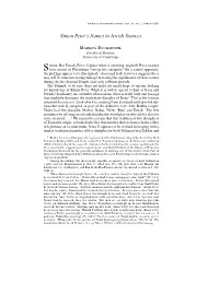 Simon Peter's Names in Jewish Sources