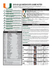2019-20 @Caneshoops Game Notes