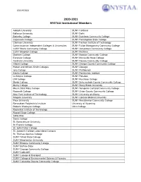 2020-2021 NYSTAA Institutional Members
