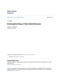 Endomorphism Rings of Finite Global Dimension