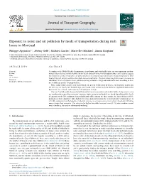 Exposure to Noise and Air Pollution by Mode of Transportation During Rush