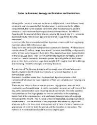 Notes on Ruminant Ecology and Evolution and Rumination