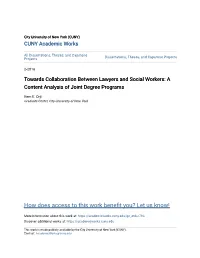 Towards Collaboration Between Lawyers and Social Workers: a Content Analysis of Joint Degree Programs