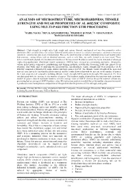 Analysis of Microstructure, Microhardness, Tensile Strength and Wear Properties of Al 6082/Sic Composite Using Multi-Pass Friction Stir Processing