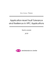 Application-Level Fault Tolerance and Resilience in HPC Applications